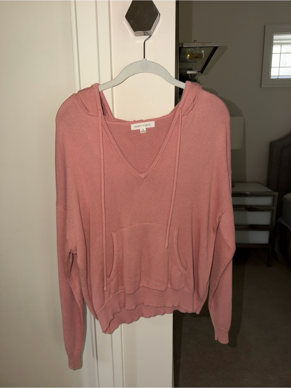 Honey Punch Dusty Rose/Pink Hooded Knit Sweater